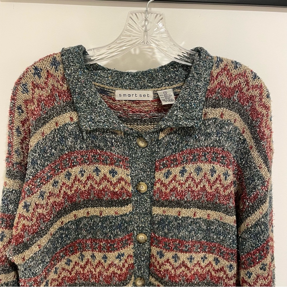 Vintage Smart Set Multicolor Patterned Cardigan